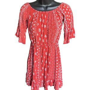 New Look Burnt Orange Boho Mini Dress Size L